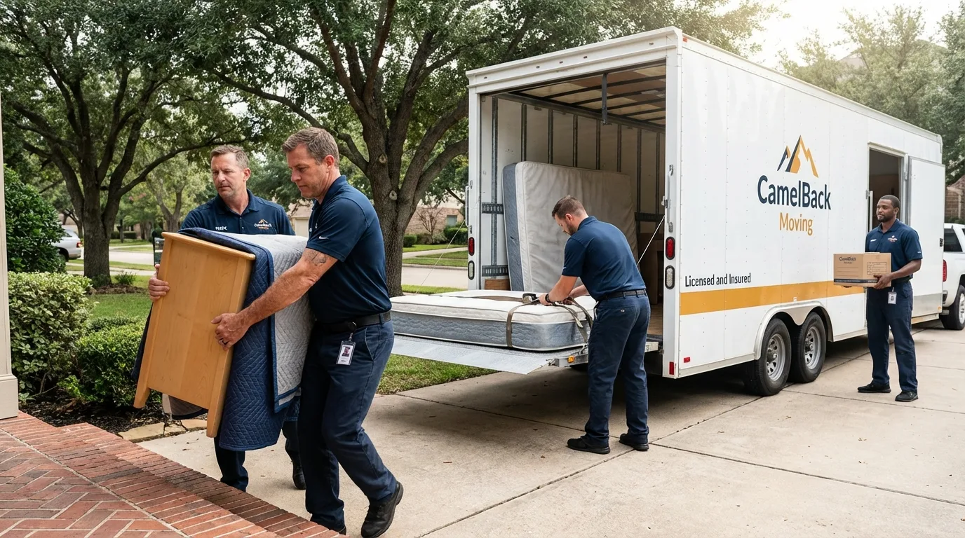 Crew loading residential truck for cross-state move from Huntsville, TN