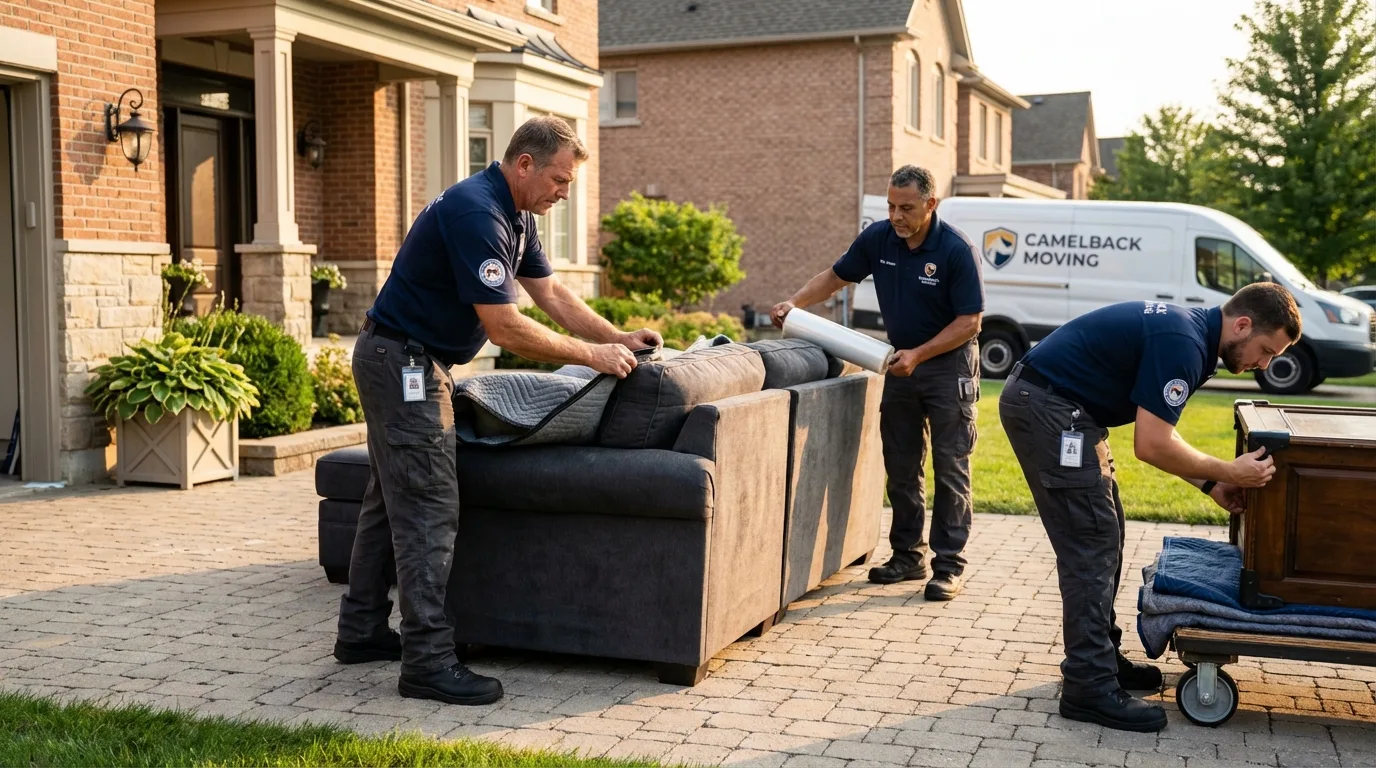 Large estate moving crew wrapping furniture in Huntsville, TN