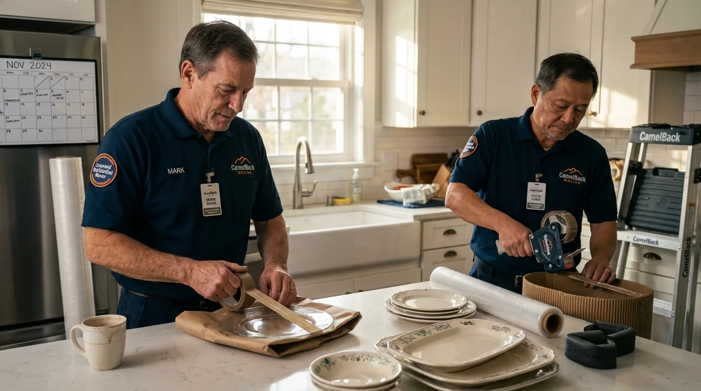 Professional crew packing kitchen dishware in Huntsville, TN
