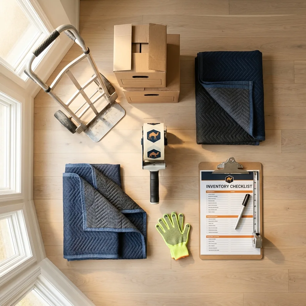 Professional moving supplies and packing materials layout for Huntsville residential relocations